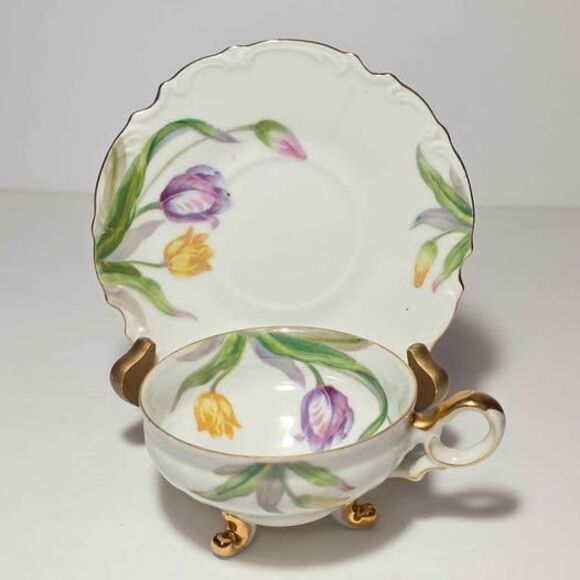 Ucagco Teacup and Saucer Tulips Vintage Japan - Picture 10 of 10